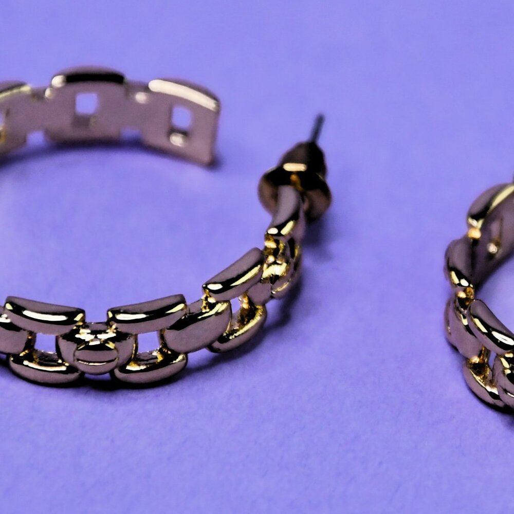Gold Hoop Chain Link Earrings